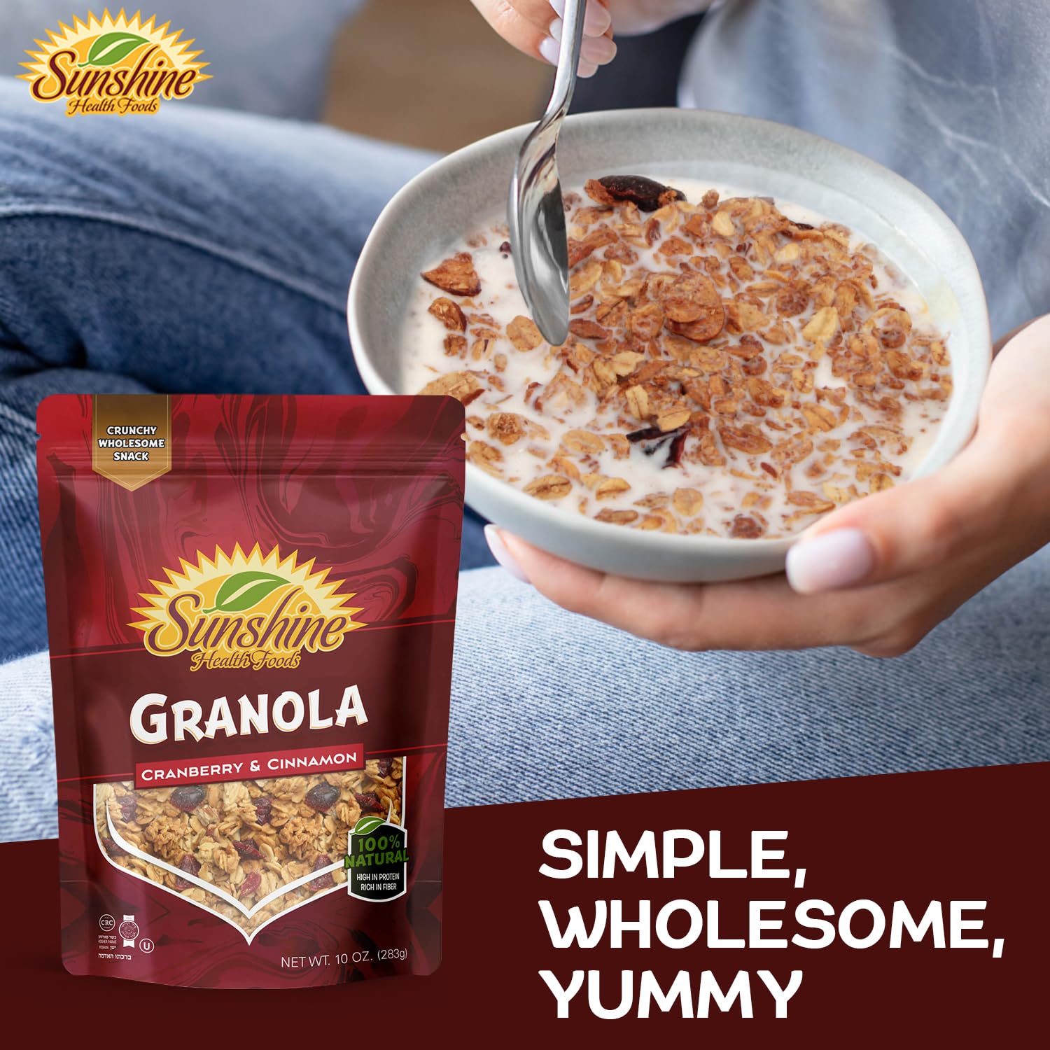 Healthy Granola Cereal, Delightfully Crunchy Granola Cranberry and Cinnamon Flavor, Ideal Granola for Yogurt or Enjoy with Milk, Perfect Granola