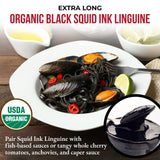 ANTICHI PODERI TOSCANI Organic Black Squid Ink Pasta Linguine - Black Pasta Noodles Made with Durum Wheat Semolina, Squid Ink, and Wheat Germ
