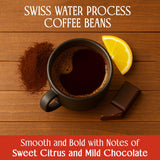 Decaf Flavored Coffee Ground, Sweet Citrus & Mild Chocolate Medium Roast Ground Coffee, Signature Blend Swiss Water Processed Premium Coffee, 12oz