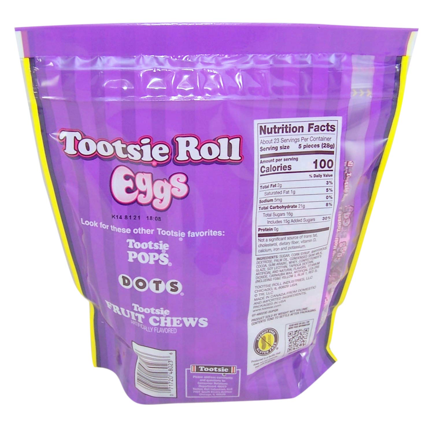Tootsie Roll Candy Coated Eggs Shaped Wrapped (23 oz. Resealable Bag)