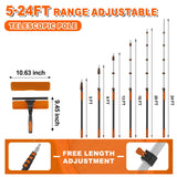 SISUPASSIE 30FT Reach 2-in-1 Window Squeegee, Professional Window Washing Kit with 5-24FT Extension Pole for Home, Indoor Outdoor Squeegee