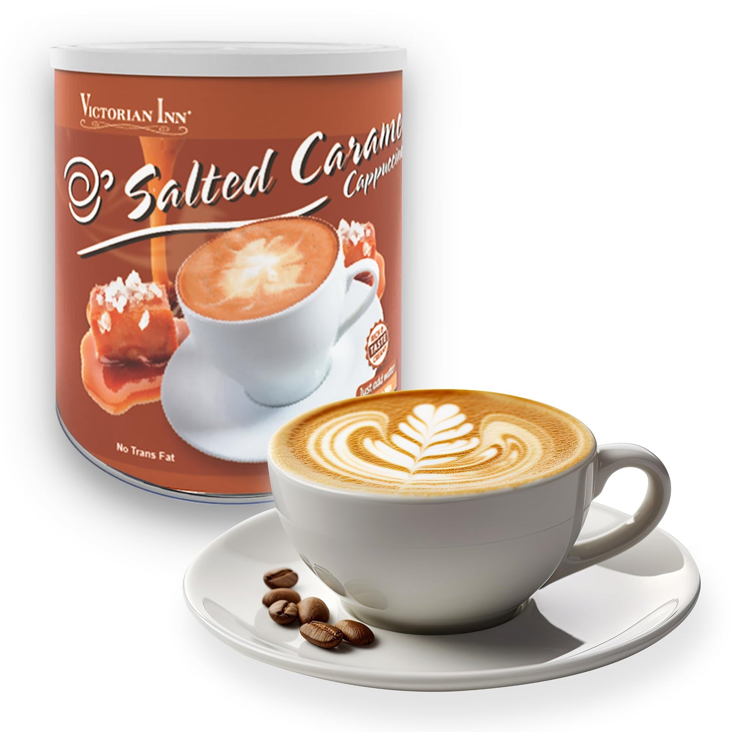 Victorian Inn Instant Cappuccino - Salted Caramel Flavor - Creamy & Delightful Coffee Mix - Great Hot, Cold, or Blended - Creamy Flavor - 2 Pound