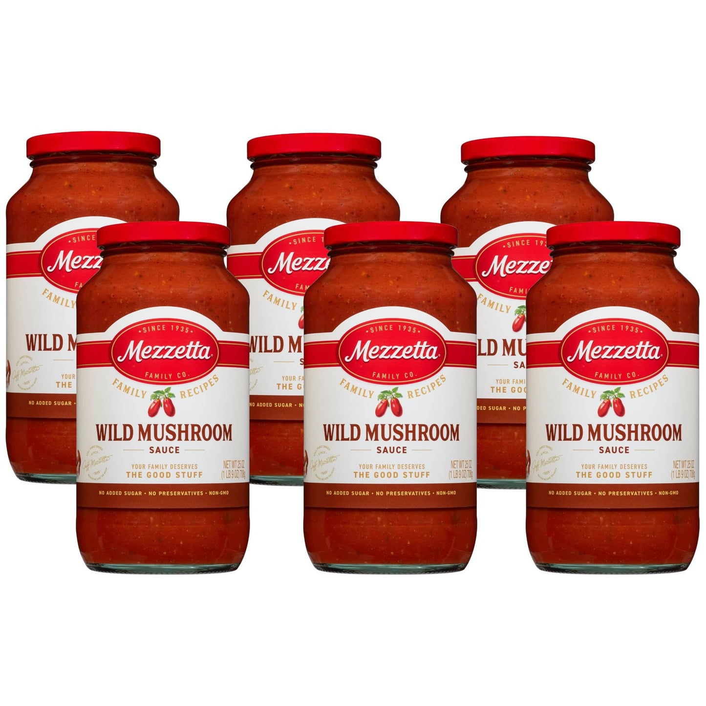 Mezzetta Marinara Sauce - Family Recipes Wild Mushroom Sauce - Classic for a Flavorful Meal - Perfect for Spaghetti & More - 25 Oz Jar - Pack of 6