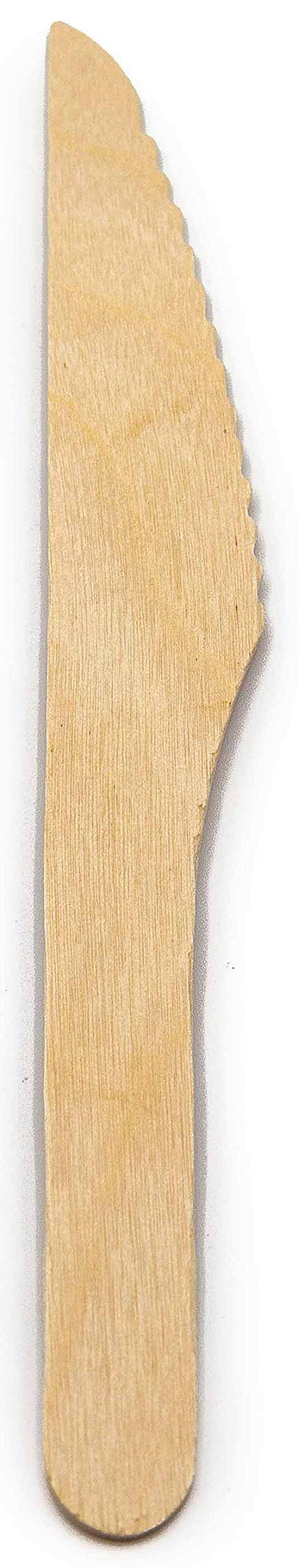 Pack of 150 Disposable 6.5" Natural Birchwood Wooden Knives (Compostable & Biodegradable)