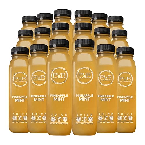 PUR Cold-Pressed Juice - Pineapple Mint 18 Pack - Apple Juice, Pineapple & Mint - Refreshing Drink Supports Wellness, Digestion & Cleanse Days - Raw