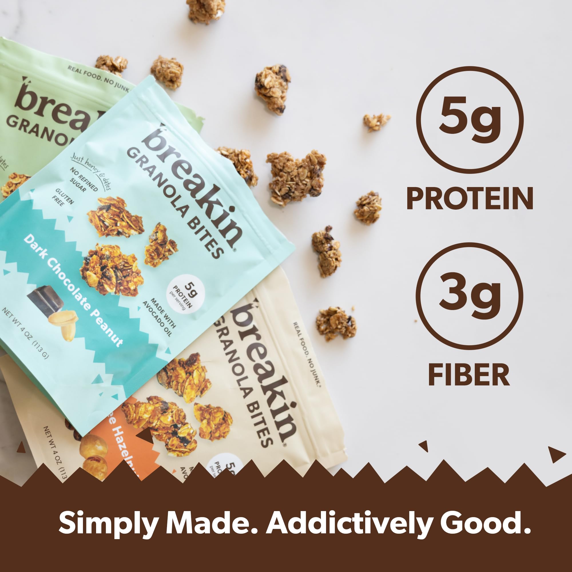 Breakin Snacks Granola Bites Variety Pack | Coffee Hazelnut, Dark Chocolate, Coconut Almond | Soft Baked | Gluten Free Snack with Organic Oats