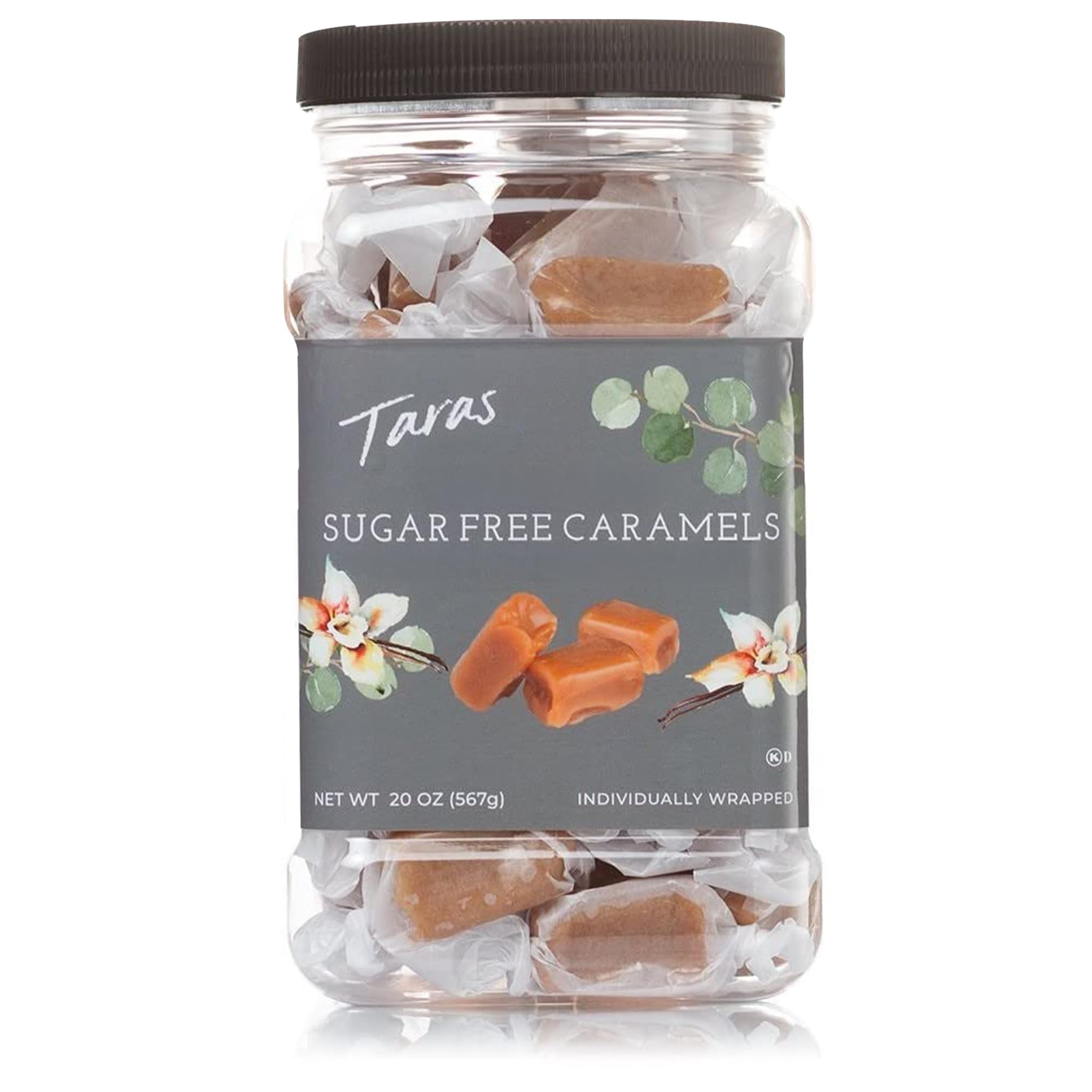 Taras Gourmet Sugar Free Caramels | All Natural Candy | Creamy & Individually Wrapped with Real Butter (20 oz)