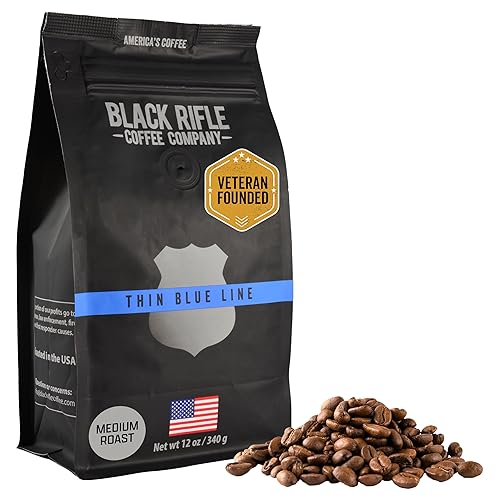Black Rifle Coffee Company Thin Blue Line, Medium Roast Whole Coffee Beans, 12 OZ Bag