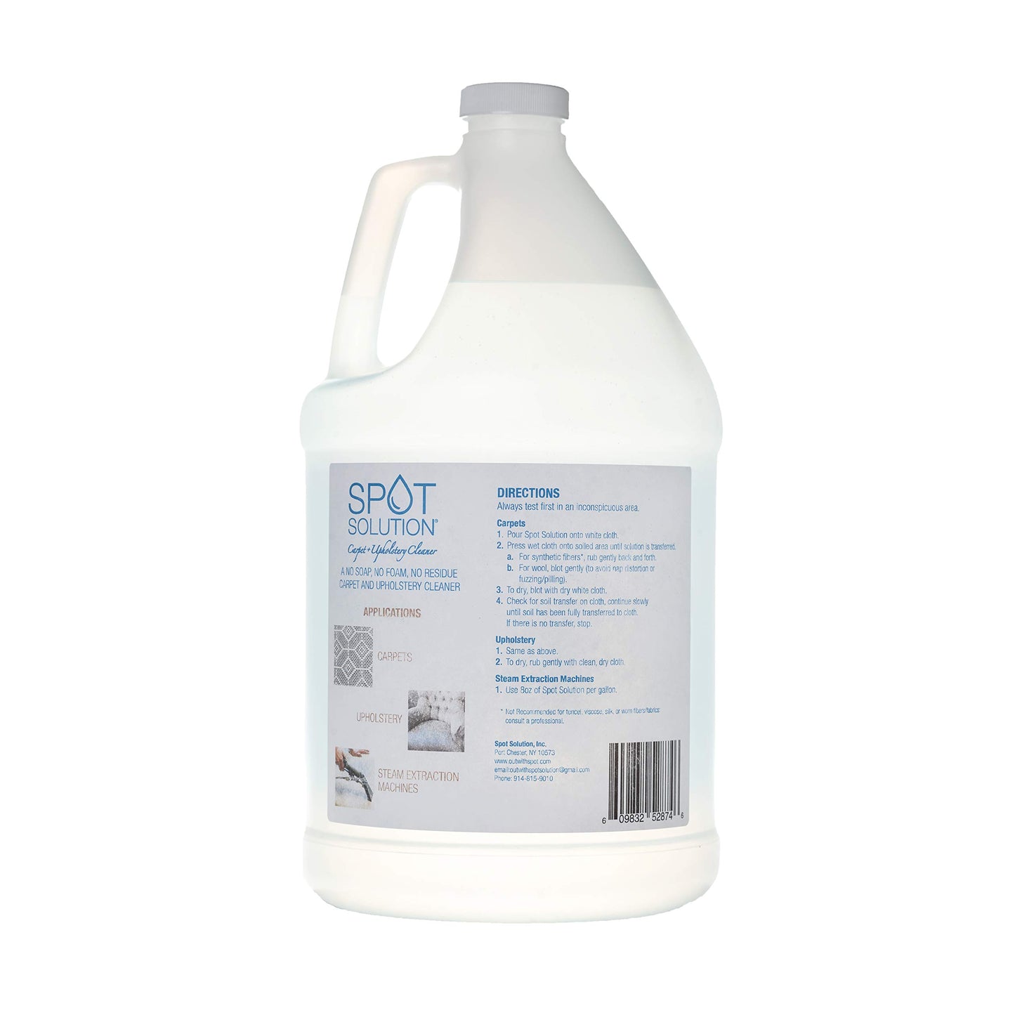 Spot Solution - 1 Gallon Carpet & Upholstery Spot Cleaner for Stains - Odor Free - Removes Pet Stain and People Stains - No Soap, No Residue - 128 oz