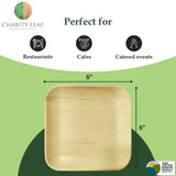 Charity Leaf 8" Square Palm Leaf Plates (50-pack) | Eco-friendly, Heavy Duty | For Parties, Weddings, BBQs & Catering