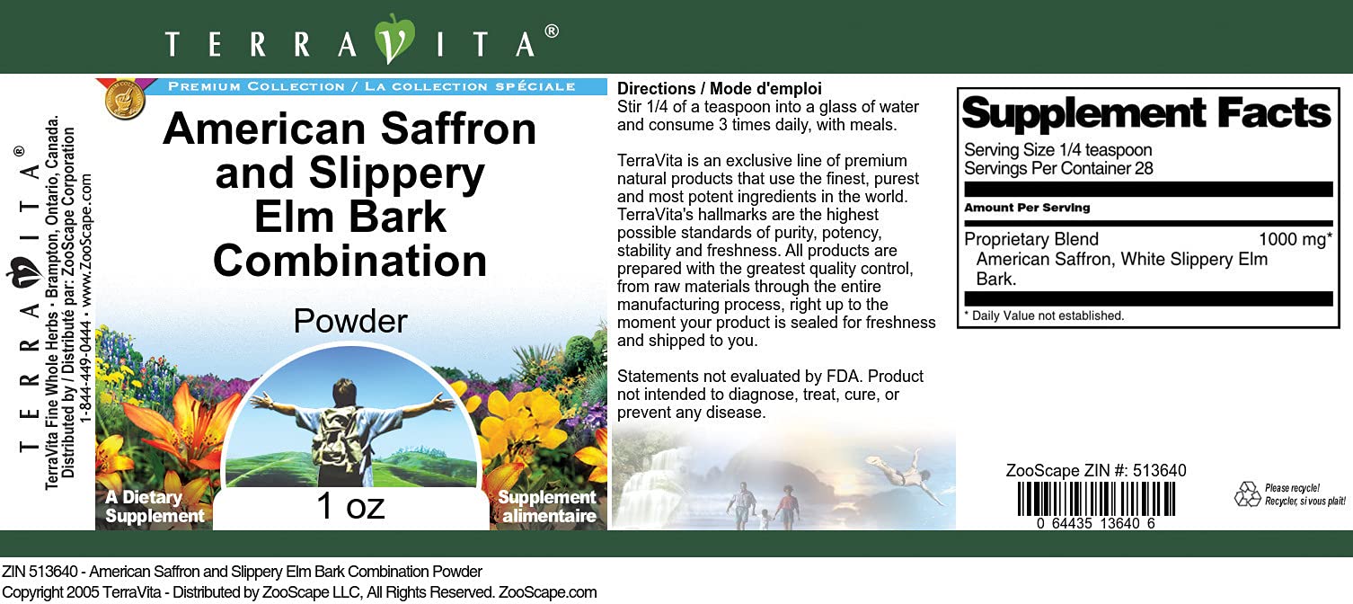 American Saffron and Slippery Elm Bark Combination Powder (1 oz, ZIN: 513640) - 3 Pack