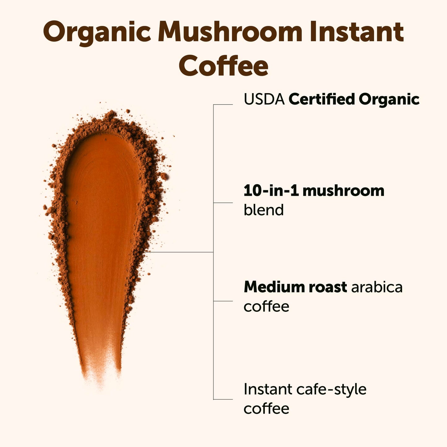 Organic Instant Mushroom Coffee, 14 oz | Medium Roast Arabica | 10-Mushroom Blend with Lion’s Mane, Reishi, Chaga, & More | Certified Organic |