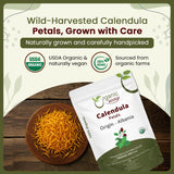 Organic Way Dried Calendula Petals | Herbal Tea (Calendula officinalis) - European Wild-Harvest | Organic & Kosher Certified | USDA Certified | Origin