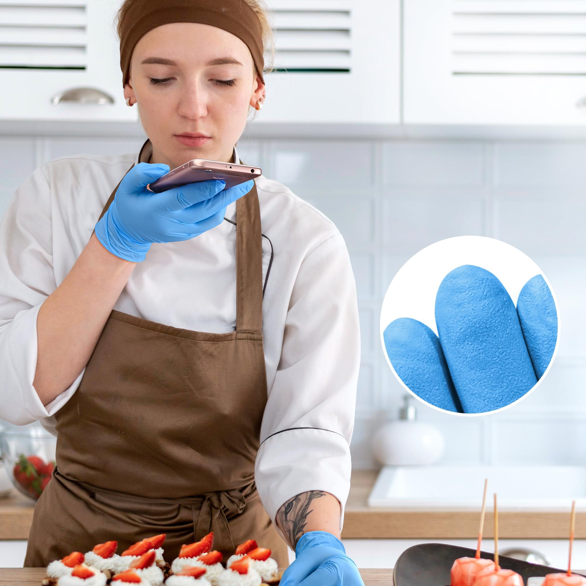 SwiftGrip Disposable Nitrile Exam Gloves, Blue, Nitrile Gloves Disposable Latex Free, Medical Gloves, Cleaning Gloves, Food-Safe Rubber Gloves, Powder