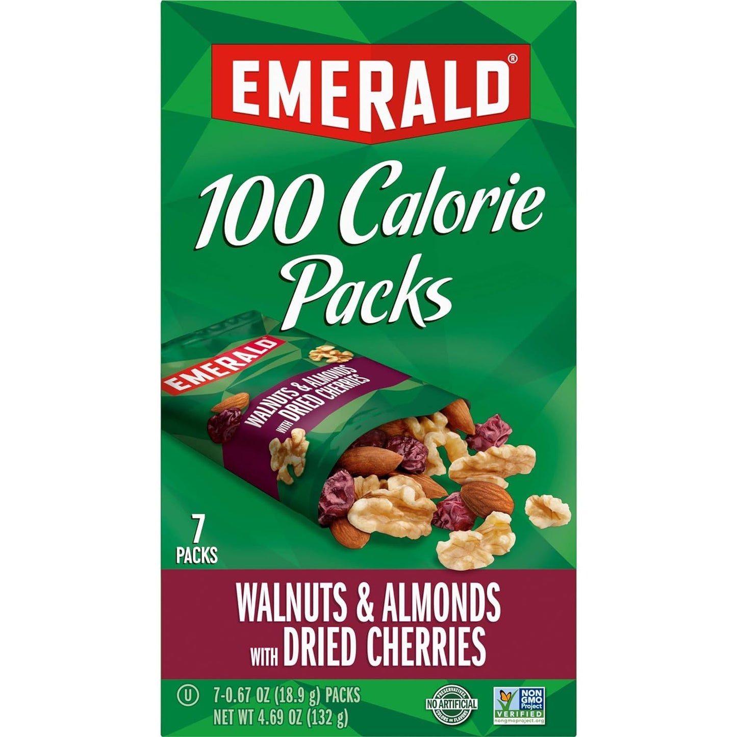 Emerald Nuts Walnuts & Almonds with Dried Cherries, 100 Calorie Pack, 4.69 OZ (Pack of 4)