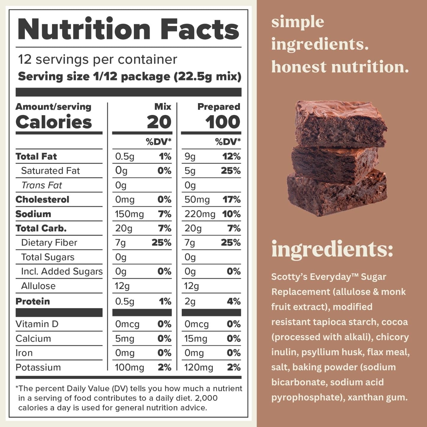 Scotty's Everyday - Keto Fudge Brownie Mix - 1g Net carbs, 0g Added Sugar, Gluten-Free, High Fiber - No Nut Flours - 9.05oz, Pack of 1