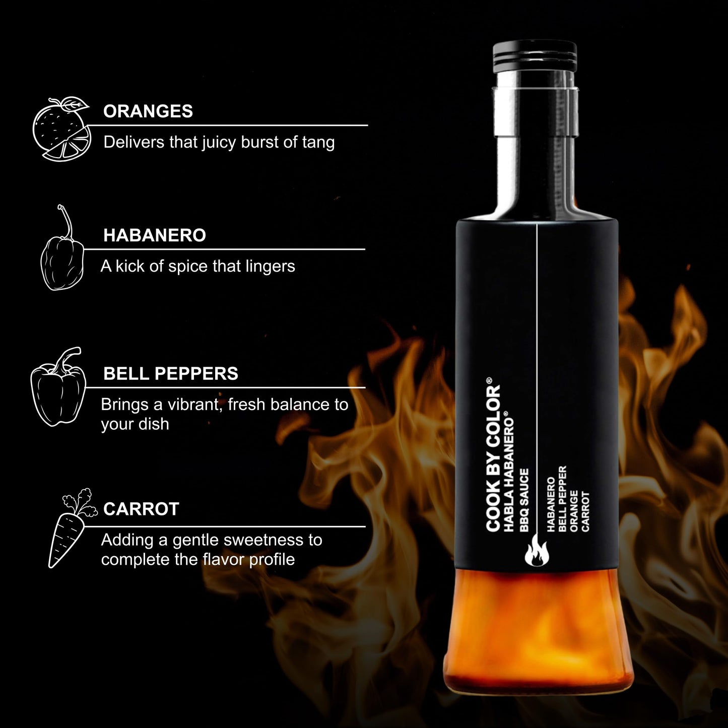 Cook by Color, Gluten Free & Sugar Free BBQ Sauce, Keto BBQ Sauce, Low Sodium, Infused with Habanero, Bell Pepper, Orange & Carrot, Unique Barbeque