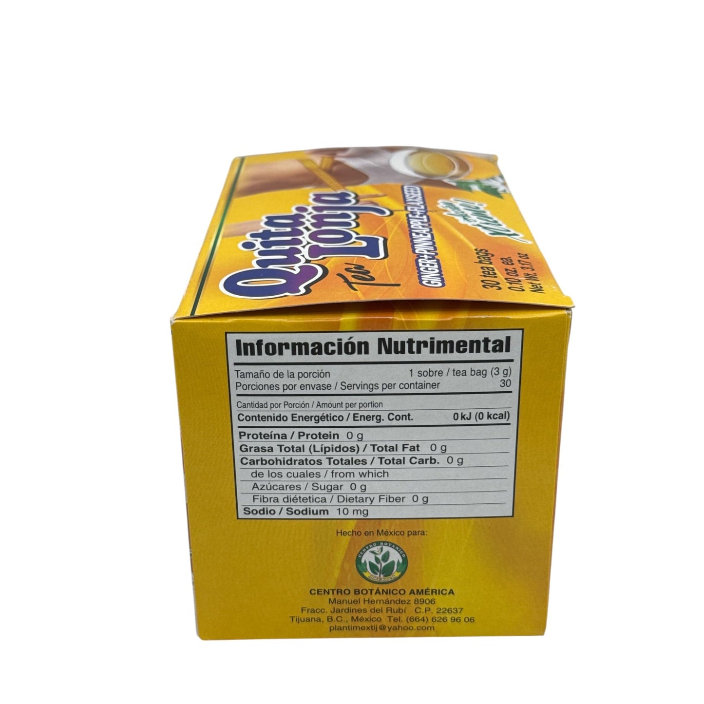 Ginger, pinneapple+ flaxseed TEA (TÉ de jengibre, piña y linaza 30 tea bags) Quita Lonja, Vegan, 100% natural | Accion xtreme