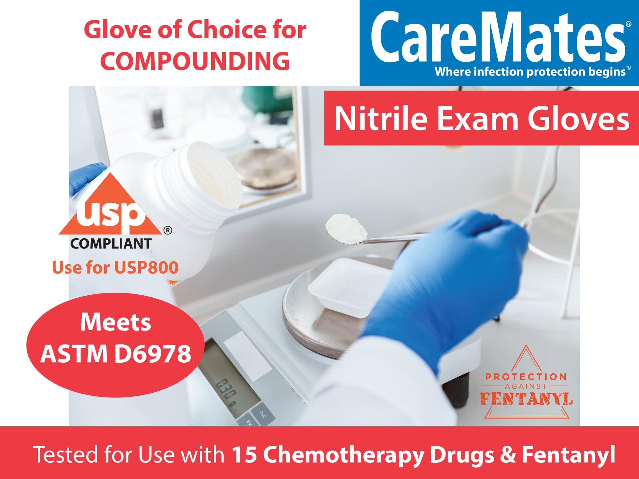 CareMates Nitrile Medical Exam Gloves, Latex Free Rubber, Powder Free, Extra Strong, 4 Mil Thick, First Aid, Food Safe, Cleaning Gloves, Medium