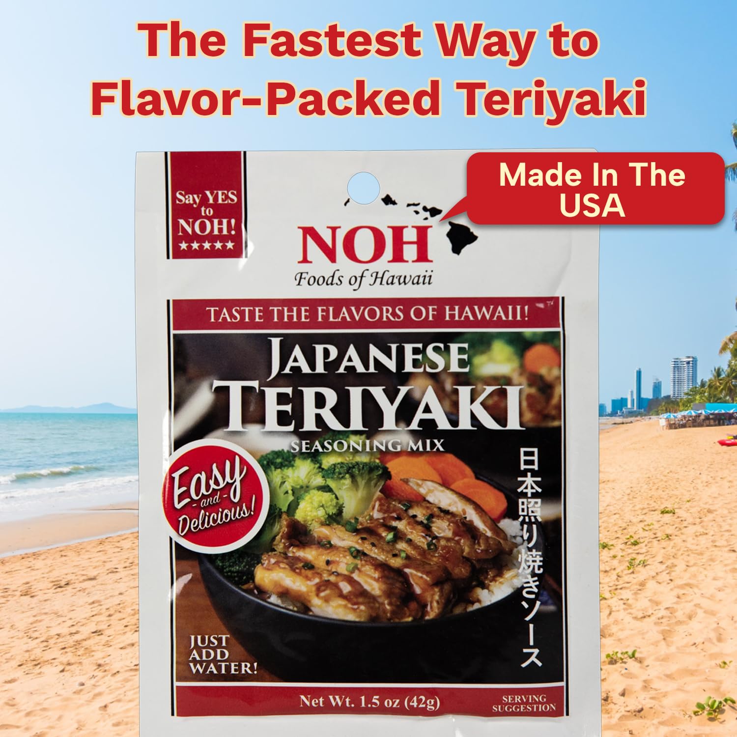 NOH Japanese Teriyaki Seasoning Mix, 1.5 oz Packet (Pack of 3) - Easy-to-Use Japanese Teriyaki Sauce Seasoning Powder Mix, Ideal for Steak, Chicken