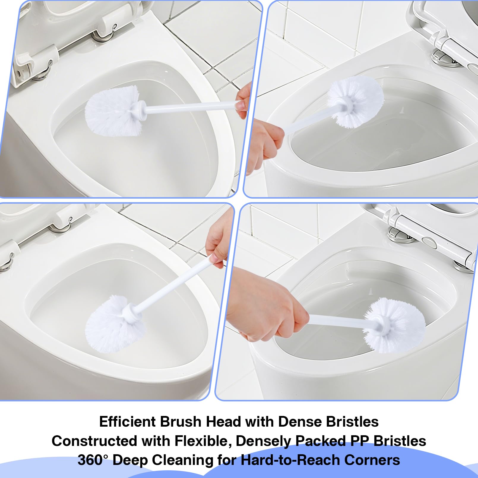 Gabotrie 15 Pcs Toilet Brushes, 14.2 Inch Toilet Bowl Brush, Long Plastic Handled Cleaning Scrubber, Heavy Duty Toilets Scrubber Brush for Home