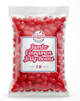 Jumbo Cinnamon Jelly Beans 2 lbs - Spicy Sweet Flavor, Large Gourmet Jellybeans, Chewy Bulk, Bright Red for Buffets, Candy Dish, Baking, Holidays