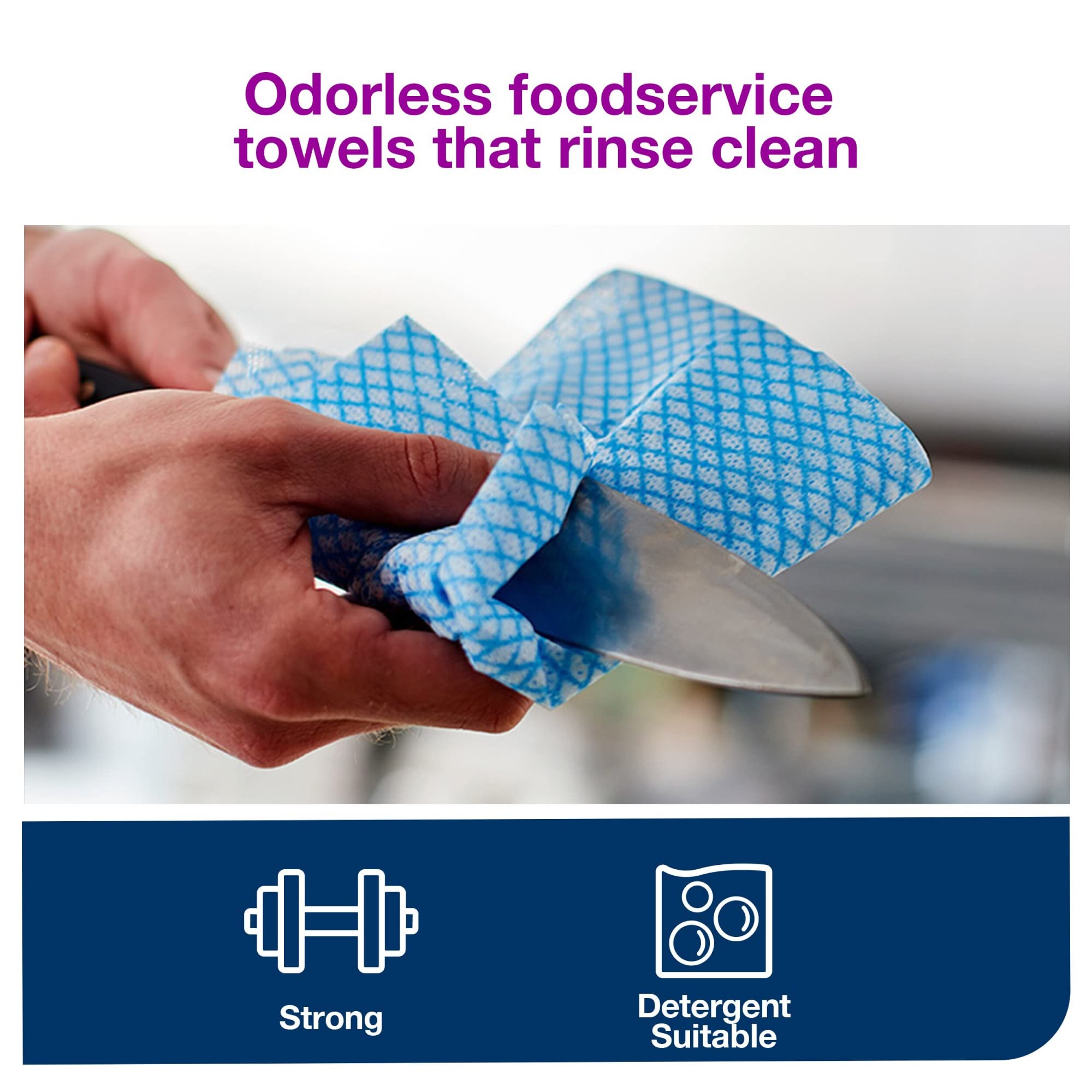 Tork Foodservice Cleaning Towel Blue/White W8, Z-Folded, 4 x 80 Cloths, 192183