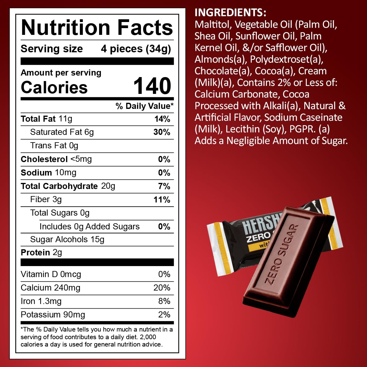 Zero Sugar Milk Chocolate Candy with Almonds, 3-Pack - Individually Wrapped Mini Candy Bars, Sugar Free Chocolate Perfect for Low Carb Diets