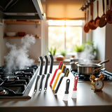 8Pcs Multicolour Kitchen Stove Cleaning Brush+Heavy Duty Scraper Tool Set for Gas Burners Cooktop Pot Pan Brass,Stainless Steel and Nylon Brush Head