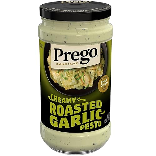 Prego Creamy Roasted Garlic Pesto Pasta Sauce, 14.5 oz Jar