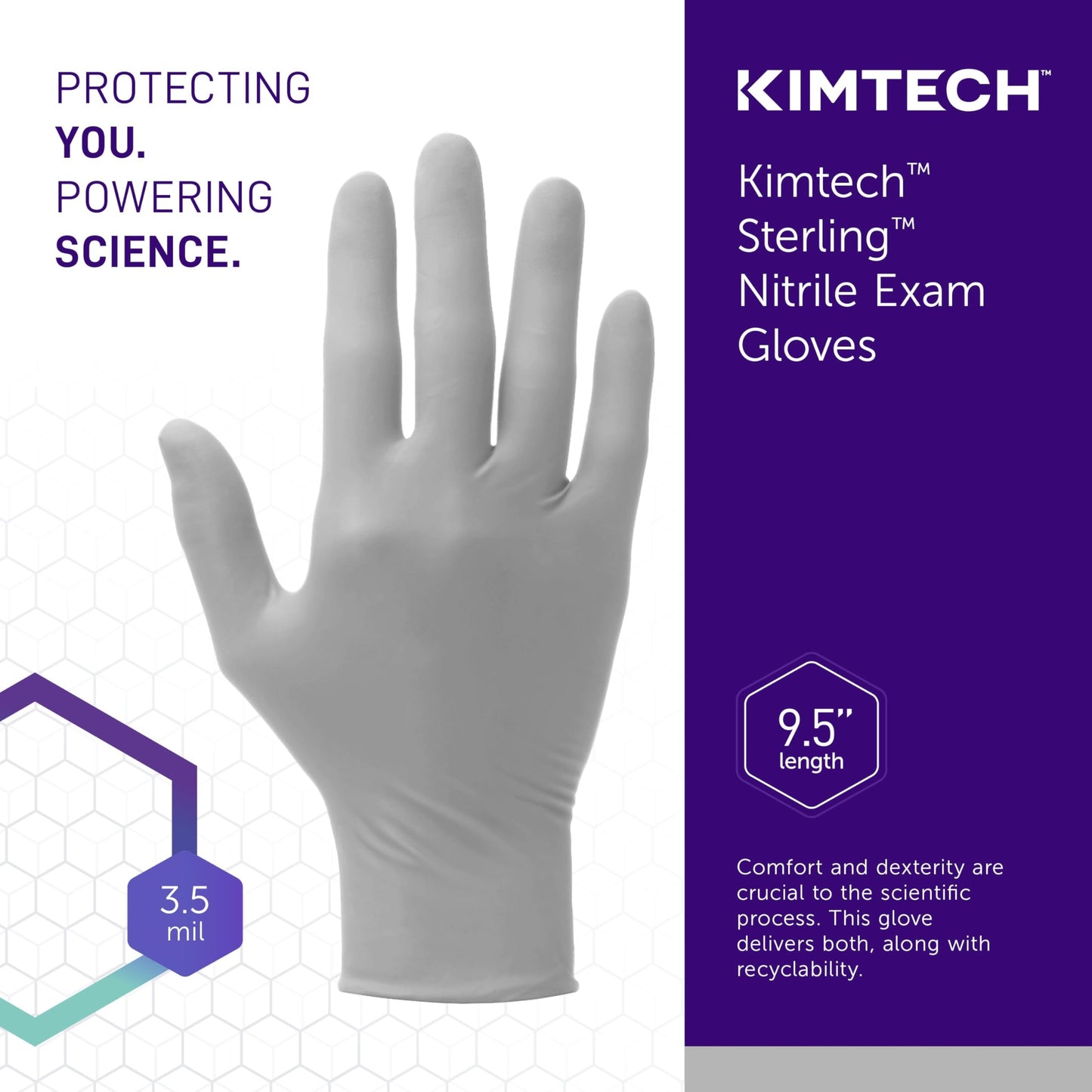 Kimtech™ Sterling™ Nitrile Exam Gloves (50706), 3.5 Mil, Ambidextrous, 9.5", S (200 Gloves/Box)
