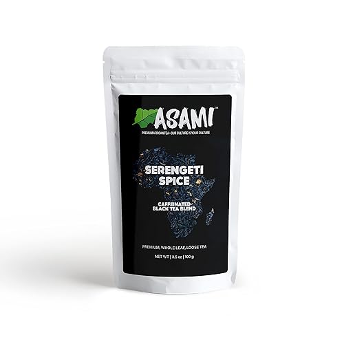Asami Serengeti Spice Twist Tanzania Chai 100g | African Loose Leaf Black Tea | High Caffeine Energy Boosting & Antioxidant-Rich Gourmet Breakfast Tea