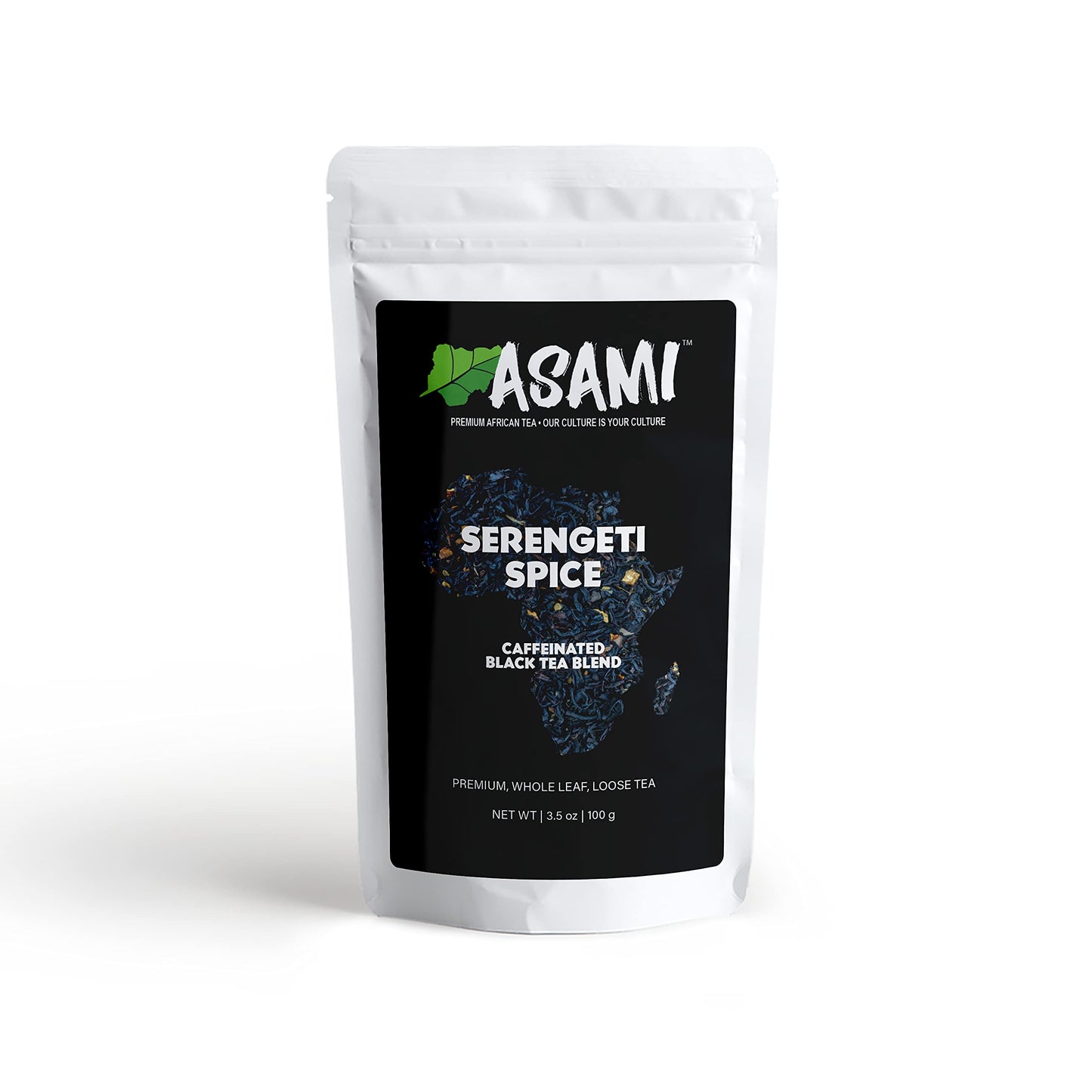 Asami Serengeti Spice Twist Tanzania Chai 100g | African Loose Leaf Black Tea | High Caffeine Energy Boosting & Antioxidant-Rich Gourmet Breakfast Tea