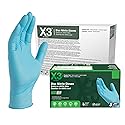 X3 Industrial Blue Nitrile Gloves, Case of 1000, 3 Mil, Size Medium, Latex Free, Powder Free, Textured, Disposable, Non-Sterile, Food Safe, X344100