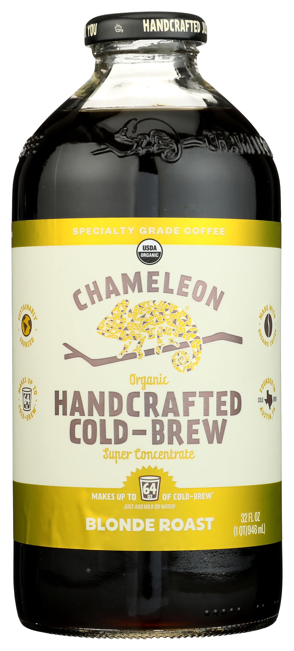 Chameleon Cold Brew Organic Blonde Roast Cold Brew Coffee Concentrate, 32 FZ