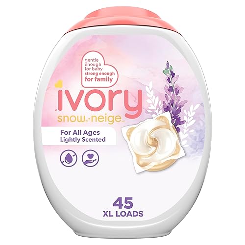 Ivory Laundry Detergent Pacs, Lightly Scented, Lavender, For Baby and Family, HE Compatible, 45 Count