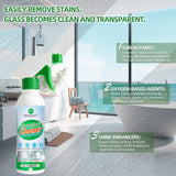 PRAZISCHUTZ Streak-Free Bathroom Glass Cleaner Spray, Instant Shine on Mirrors, Tiles & Shower Doors, Removes Limescale, Soap Scum & Oil Film, No