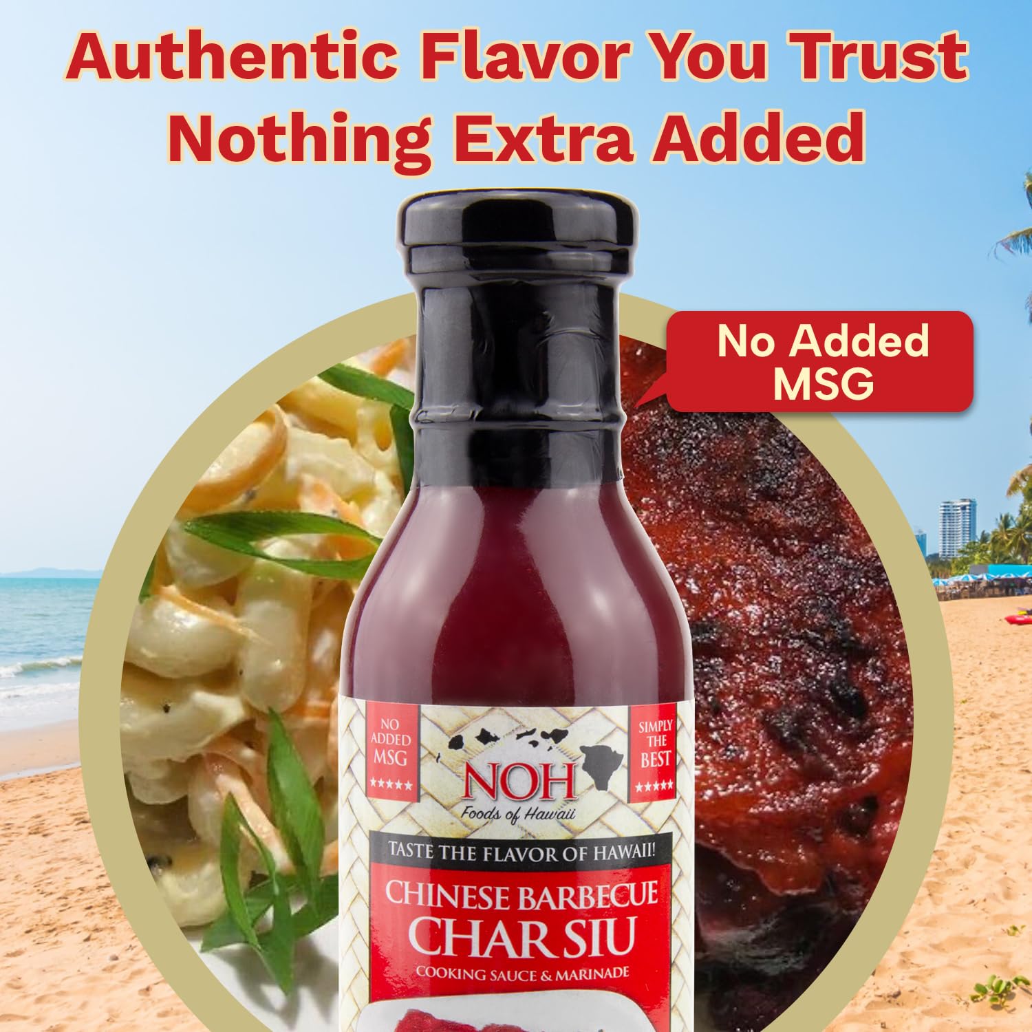 NOH Chinese Barbecue Char Siu Sauce & Marinade, 14.5 Oz Bottle (Pack of 1) - No MSG Added Authentic Chinese BBQ Flavor - BBQ Sauce for Grilling