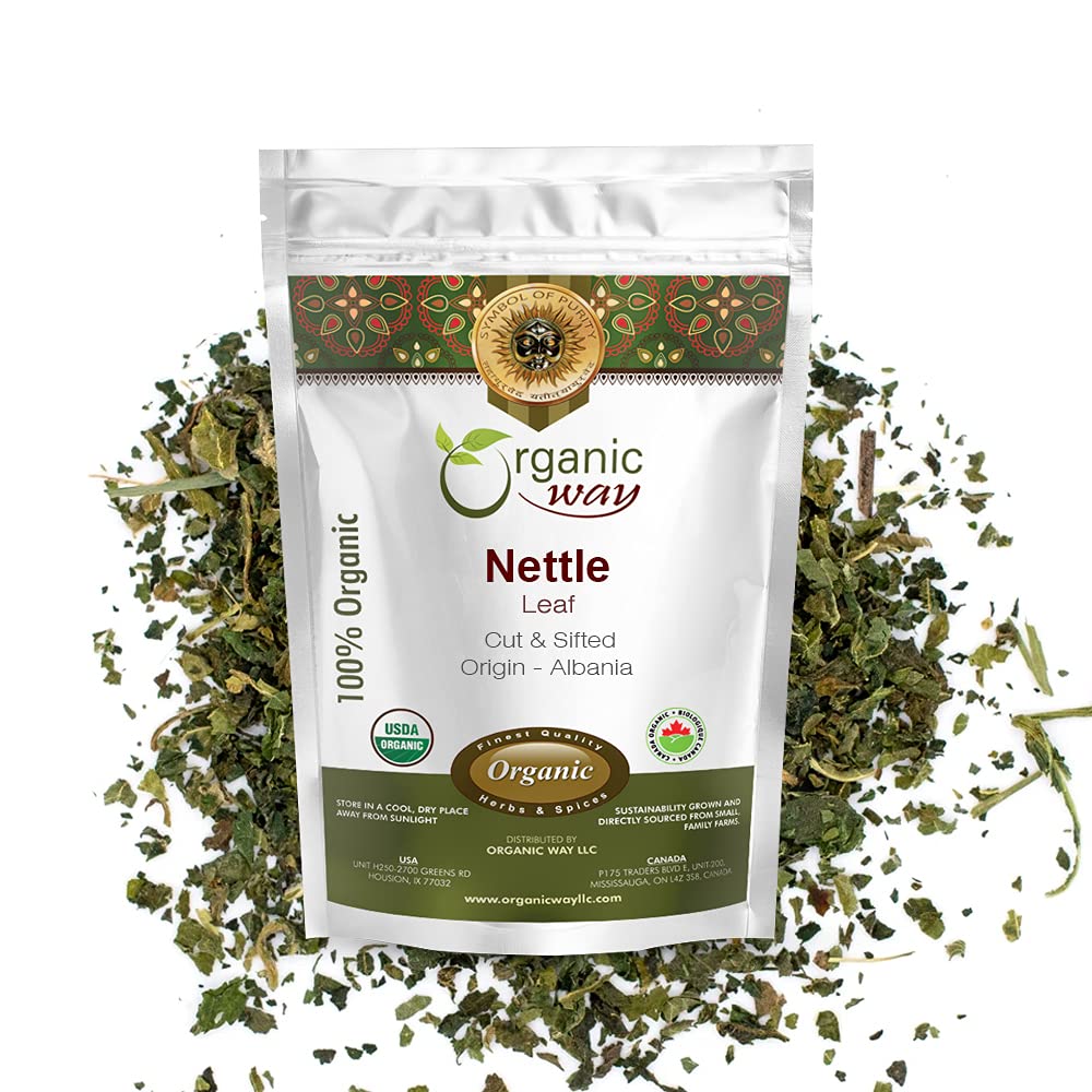 Organic Way Stinging Nettle Leaf Cut & Sifted (Urtica dioica) - Herbal Tea | European Wild-Harvest | Kosher Certified | Vegan, Non GMO & Gluten Free |