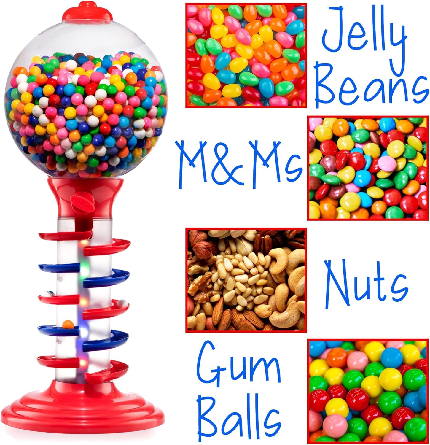 Playo Big Light and Sound Spiral Gumball Bank - 21" - Gumballs Included - Kids Twirling Style Candy Dispenser - Birthday Parties, Novelties, Party