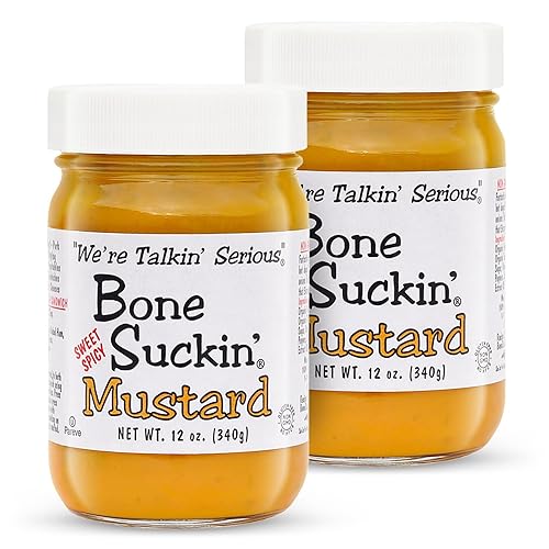 Bone Suckin' Sauce Mustard, Non GMO, Gluten and Fat Free, Great Tasting Condiment (2 Count, Variety)
