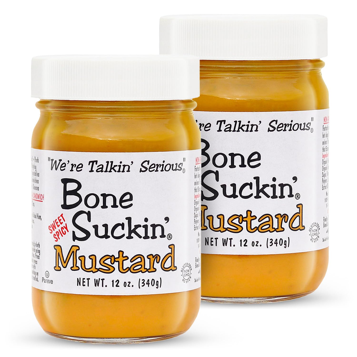 Bone Suckin' Sauce Mustard, Non GMO, Gluten and Fat Free, Great Tasting Condiment (2 Count, Variety)