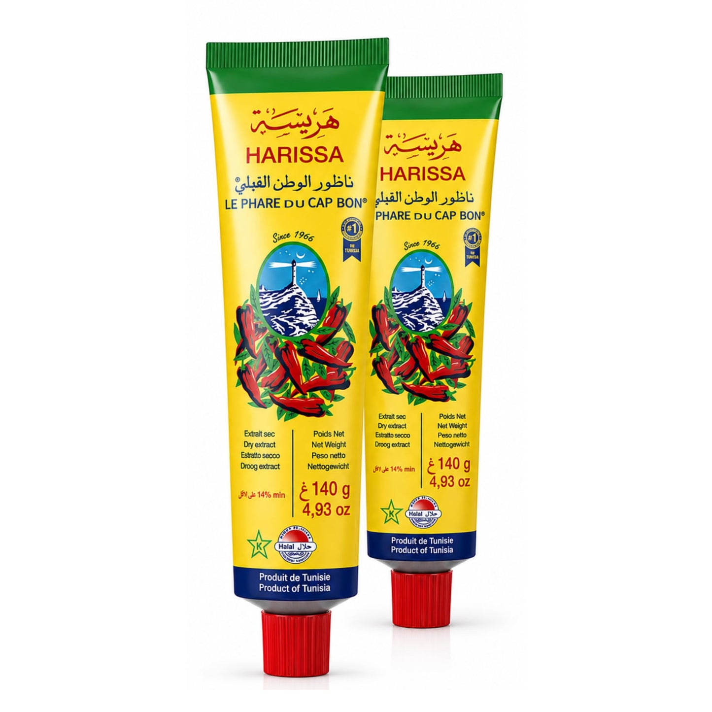 Le Phare du Cap Bon Harissa Paste in Tube - Authentic Tunisian Harissa Berbere spice Sauce, Chili Pepper Paste & Seasoning, Spicy Red Pepper Condiment