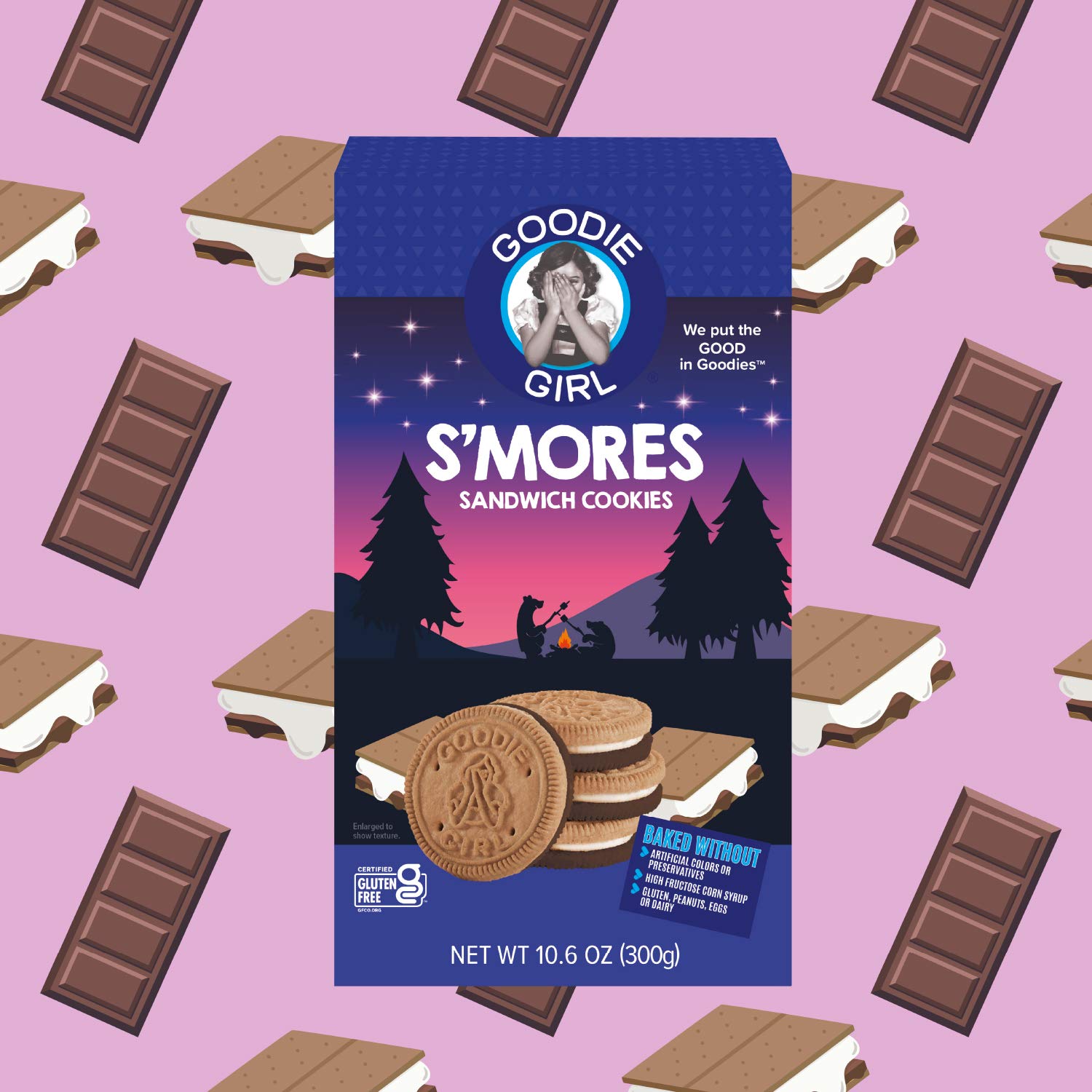 Goodie Girl, Smores Sandwich Cookies | Gluten Free | Peanut Free | Egg Free | Dairy Free | Kosher (10.6oz, Pack of 3)