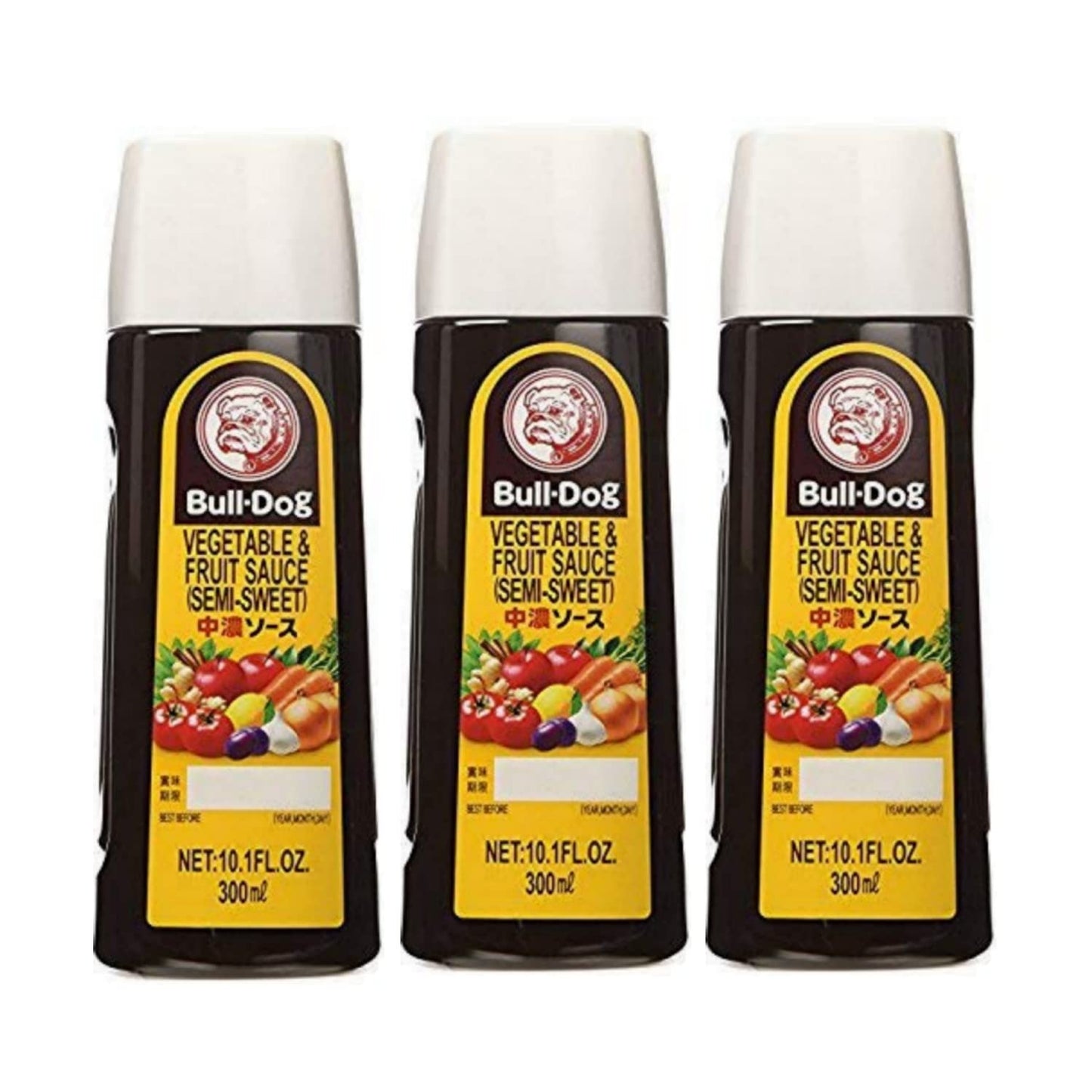 Bull-Dog Sauce, 10.1 Fl Oz Each, Assort 3 kinds (Tonkatsu, Worcestershire, Semi-Sweeet) (Semi-Sweeet (Pack of 3))