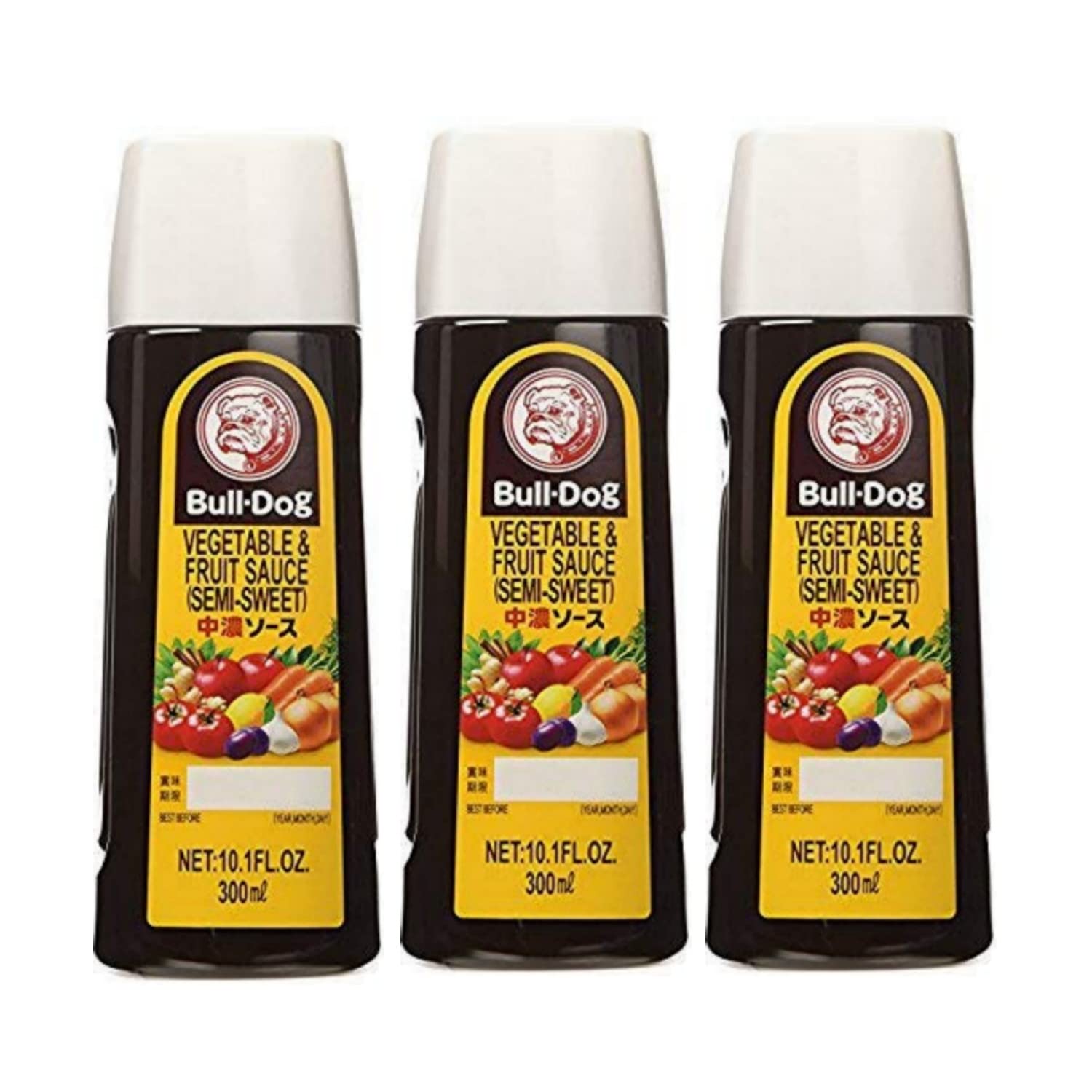 Bull-Dog Sauce, 10.1 Fl Oz Each, Assort 3 kinds (Tonkatsu, Worcestershire, Semi-Sweeet) (Semi-Sweeet (Pack of 3))