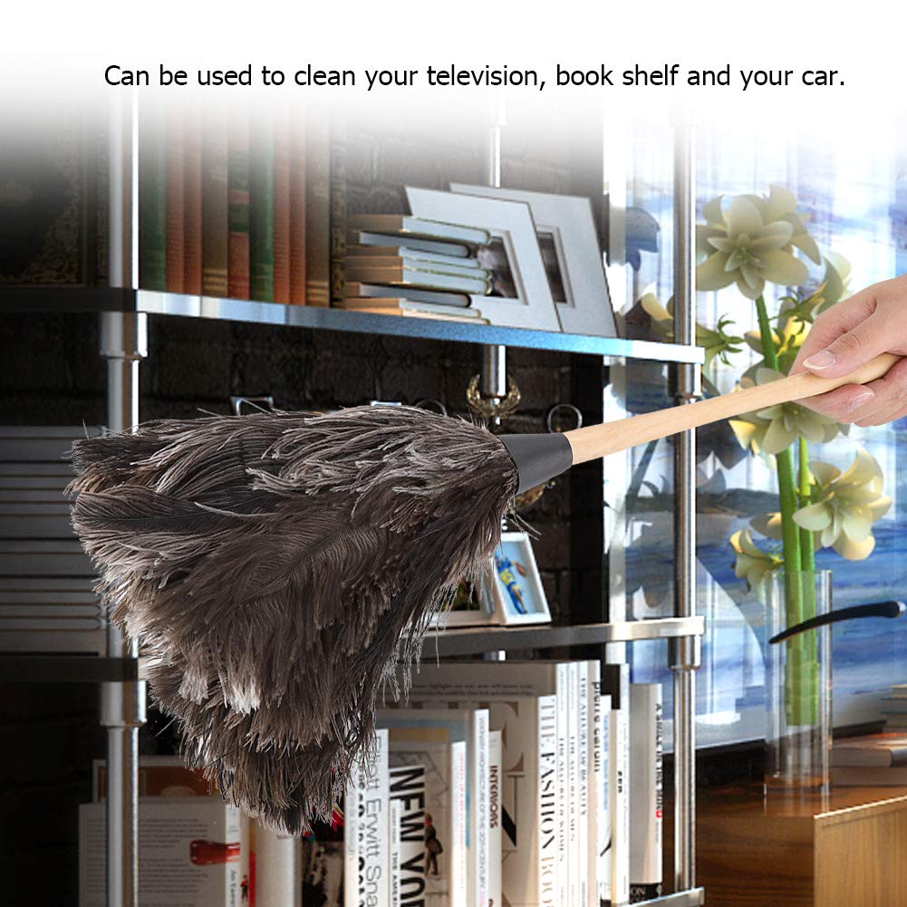 Fdit Handmade Washable Non-electrostatic Duster with Wooden Handle Household