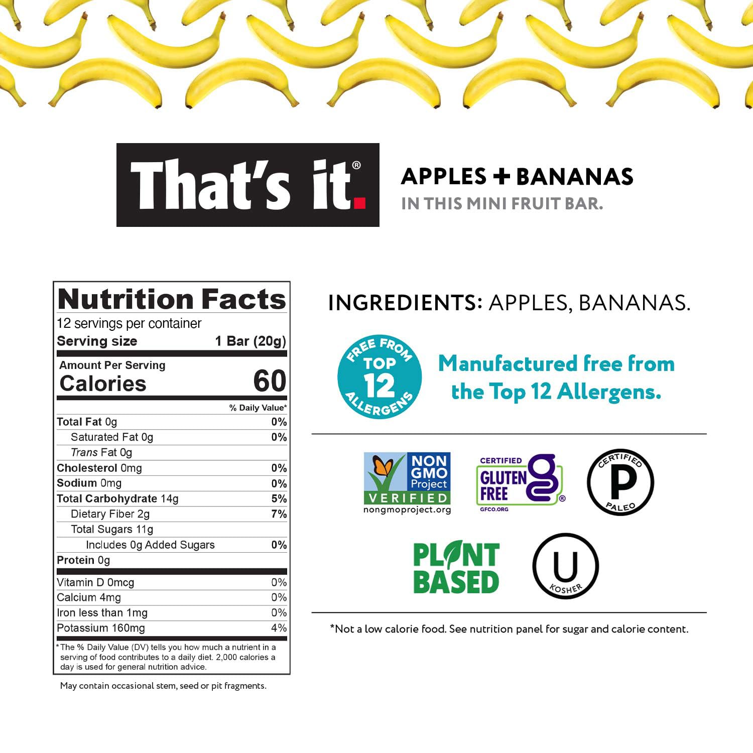 That's it. Mini Fruit Bars Gift Pouch (Variety 36 Count) No Sugar Added, Plant-Based, Vegan & Gluten Free, Paleo, Non GMO, Fiber (12 Banana, 12