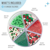 Sweets Indeed Christmas Sprinkles Mix - 6-Cell Holiday Assortment 6.45 oz | Edible Jimmies, Nonpareils & Sugar Pearls for Decorating Christmas