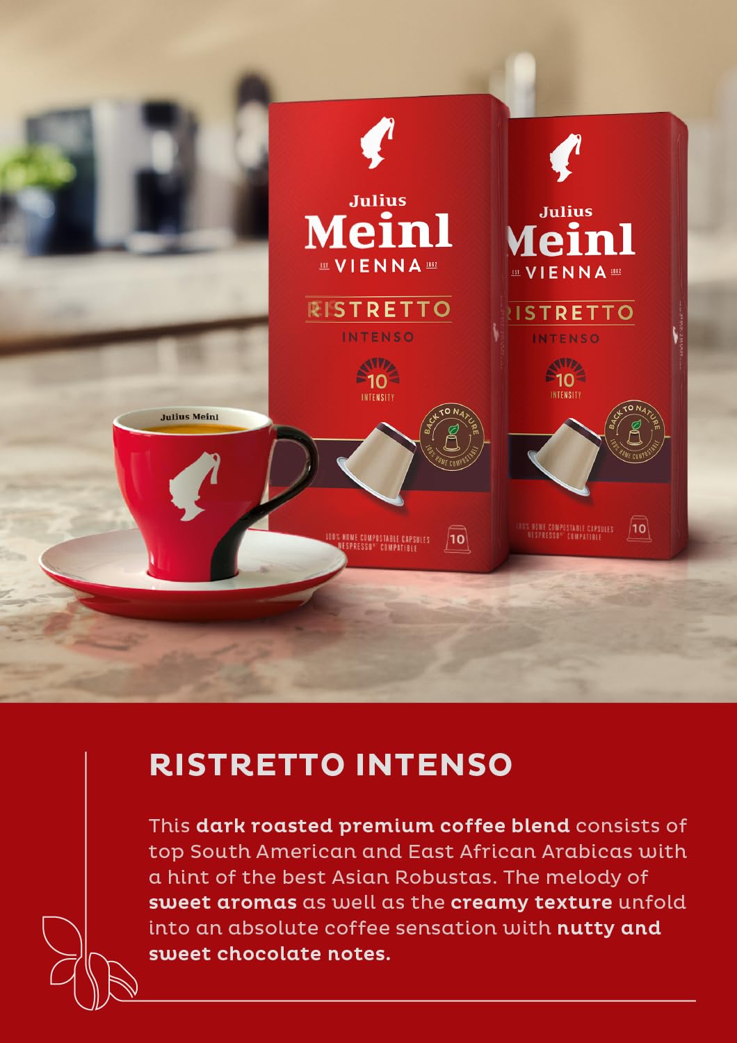 Julius Meinl: "Ristretto Intenso," Nespresso Compatible, 100% biodegradable, 10 Capsules (3)